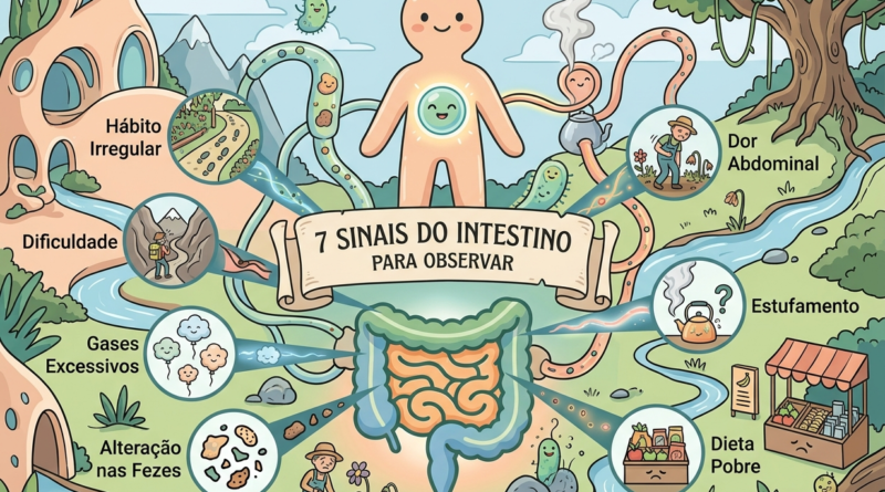 Gases e distensão abdominal São sinais de problemas intestinais.